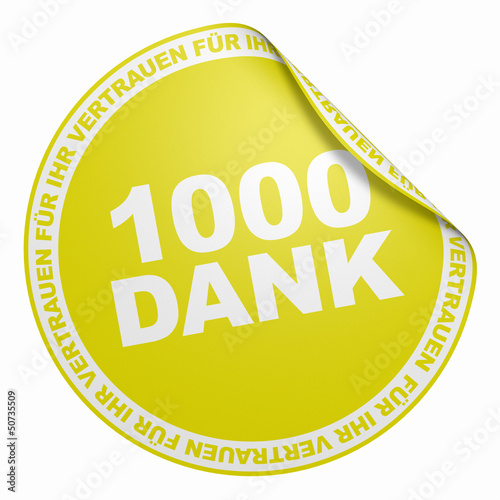 Illustration: 3D Aufkleber Gelb - 1000 Dank 3D Aufkleber Gelb - 1000 Dank