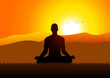 Silhouette of a man figure meditating in the outdoors