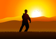 Silhouette illustration of a man figure doing taichi