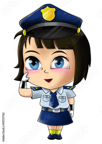 Illustration: Cute cartoon illustration of a policewoman Cute cartoon illustration of a policewoman