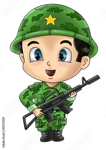 Illustration: Cute cartoon illustration of a soldier Cute cartoon illustration of a soldier