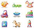 Nine different toys for children