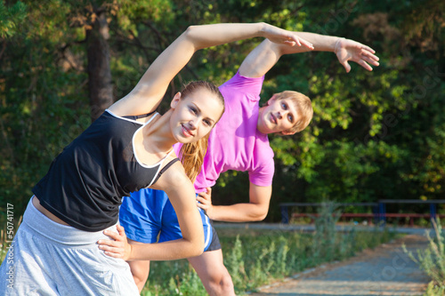 Photo: stretching before fitness stretching before fitness