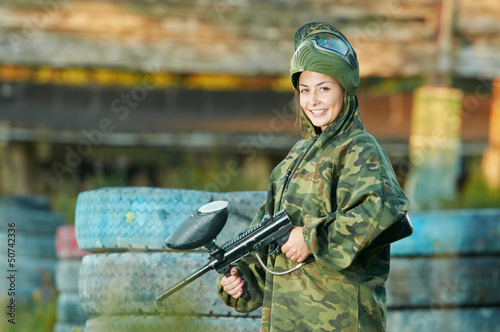 Photo: girl paintball player girl paintball player