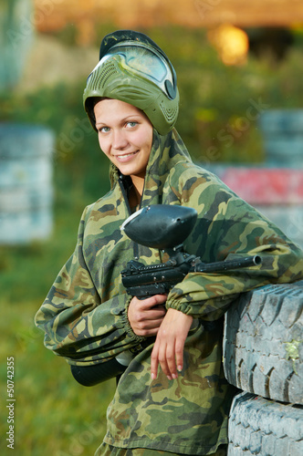 Photo: girl paintball player girl paintball player