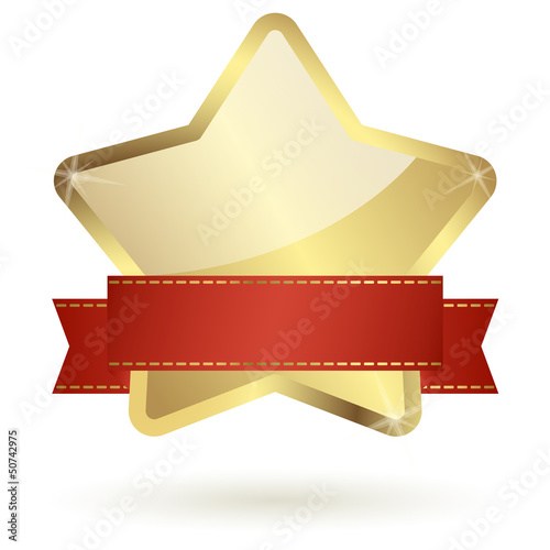 Vector: goldener Stern mit rotem Banner goldener Stern mit rotem Banner
