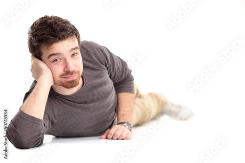 Photo: Man lying on floor Man lying on floor