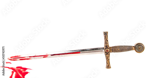 Photo: Sword with blood isolated Sword with blood isolated