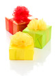 Bright gifts with bows isolated on white
