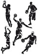 Vektor: set of basketball players, silhouette set of basketball players, silhouette