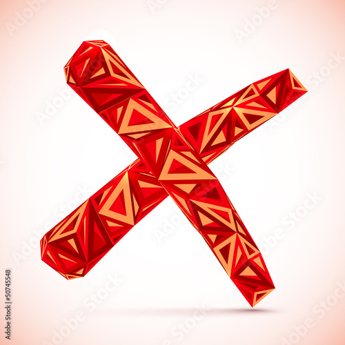 Vector: Red abstract triangles isolated vector cross mark Red abstract triangles isolated vector cross mark