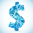 Blue abstract triangles vector dollar symbol