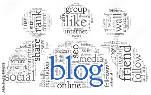 Illustration: Blog concept in word tag cloud Blog concept in word tag cloud