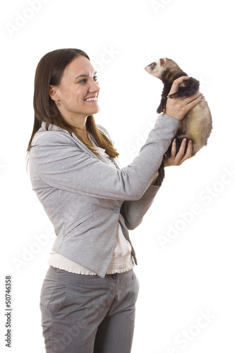 Photo: Lady holding a ferret Lady holding a ferret