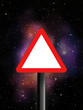 Triangle warning sign in space