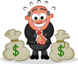 Boss Cartoon with Money Bags