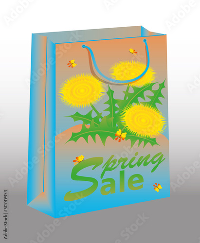 Vector: Spring Sale shopping bag with dandelion, vector illustration Spring Sale shopping bag with dandelion, vector illustration