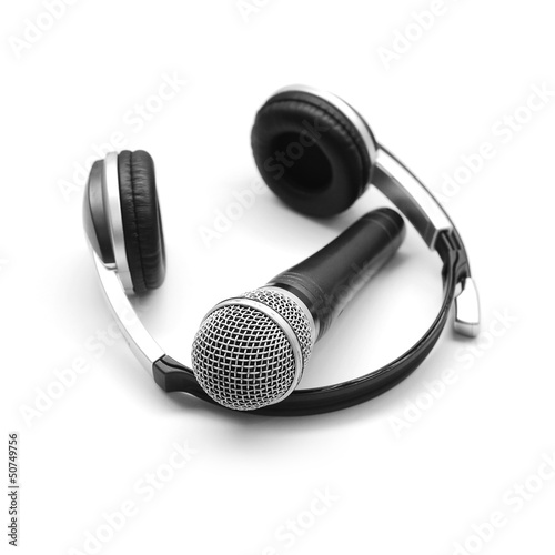 Photo: microphone and headphones microphone and headphones