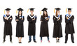 full length of happy  young graduate students group