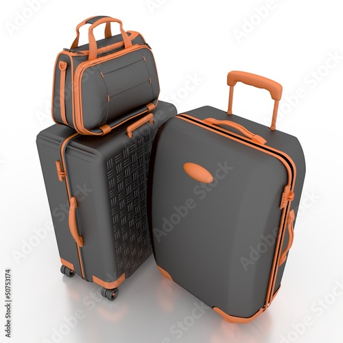 Illustration: Suitcases isolated on white background Suitcases isolated on white background
