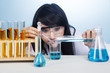 Attractive researcher with chemicals