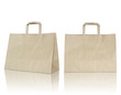 Brown paper bag on reflect floor and white background