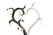 splash of milk and chocolate heart shape