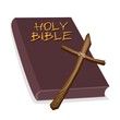 A Brown Holy Bible with A Wooden Cross