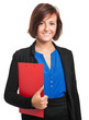 Smiling businesswoman holding some documents