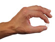 human hand hold one pill in fingers