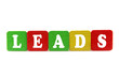 leads - isolated text in wooden building blocks