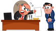 Business Cartoon - Boss Man Shouting at Employee