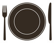Place setting with plate, knife and fork