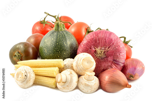 Photo: Set of vegetables on a white background Set of vegetables on a white background