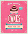 Vetor: Vintage Cakes Poster. Vector illustration. Vintage Cakes Poster. Vector illustration.