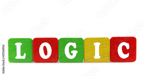 Photo: logic - isolated text in wooden building blocks logic - isolated text in wooden building blocks
