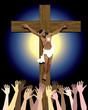 Vector: Jesus Cross Crowd Jesus Cross Crowd