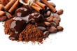 Composition of chocolate sweets, cocoa and spices, isolated