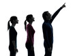 Photo: family father mother daughter looking up surprised silhouette family father mother daughter looking up surprised silhouette