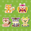 Five Cute Cartoon Animal Stickers