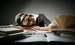 Tired woman sleeping.