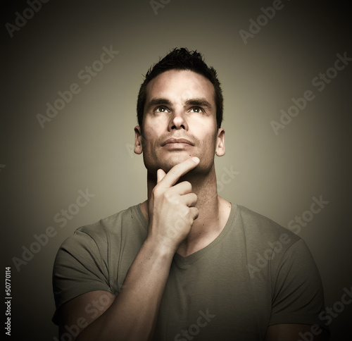 Photo: Thinking man. Thinking man.