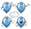 Collection of bored party balloons with various gestures.