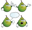Collection of bored pears with various gestures.