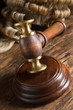 Block gavel and wig