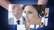 Video: Montage of call centre workers on screens Montage of call centre workers on screens