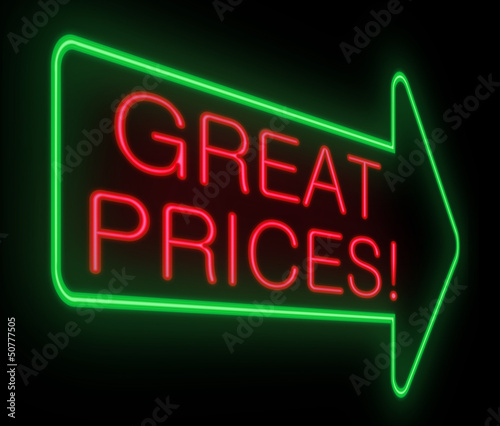 Photo: Great prices concept. Great prices concept.