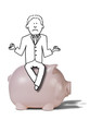 illustration of zen businessman displeased about savings