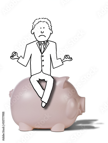 Photo: illustration of zen businessman displeased about savings illustration of zen businessman displeased about savings