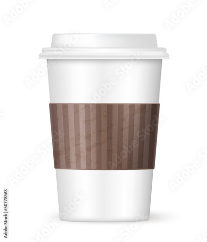 Vector: white coffee to go cup white coffee to go cup